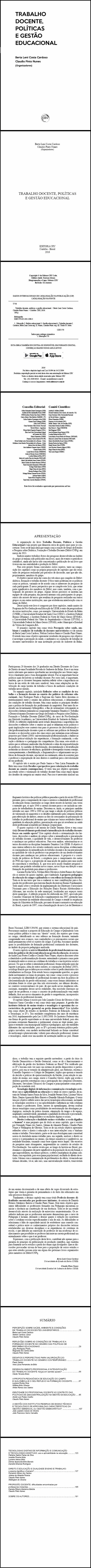 TRABALHO DOCENTE, POLÍTICAS E GESTÃO EDUCACIONAL